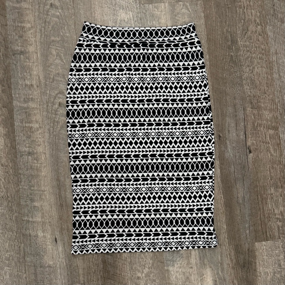 Black and White Geometric Pencil Skirt Sz S